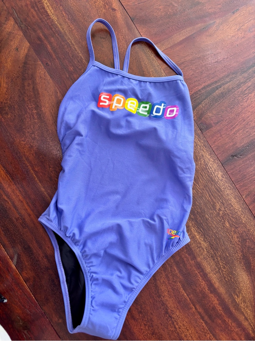 Speedo Purple Girls' One-Piece Swimsuit with Rainbow Logo
